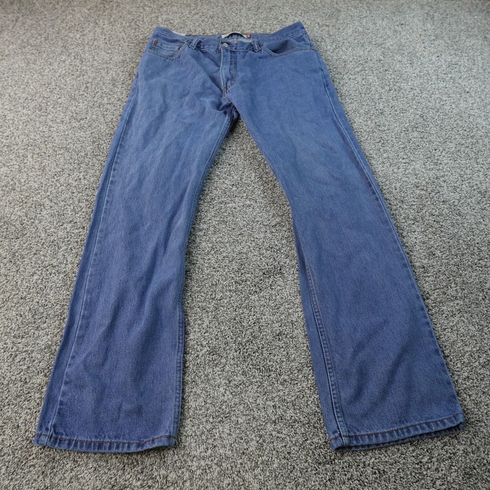 Levis Jeans Mens 36X32 Dark Blue Denim Pants 505 Straight Leg Western Cowboy Y2K